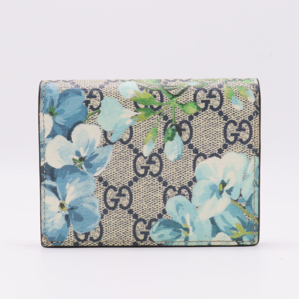 Flap Wallet Blooms Print GG Coated Canvas
