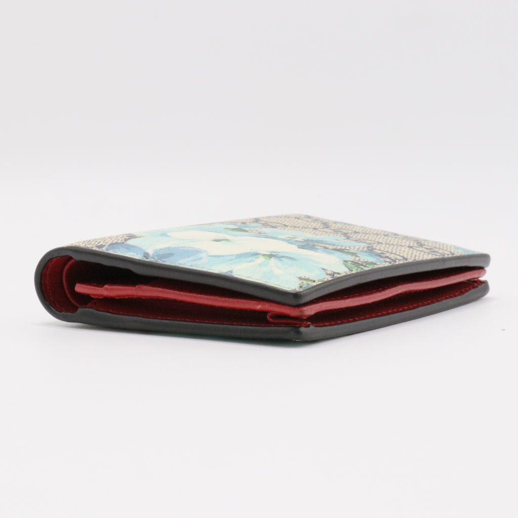Flap Wallet Blooms Print GG Coated Canvas