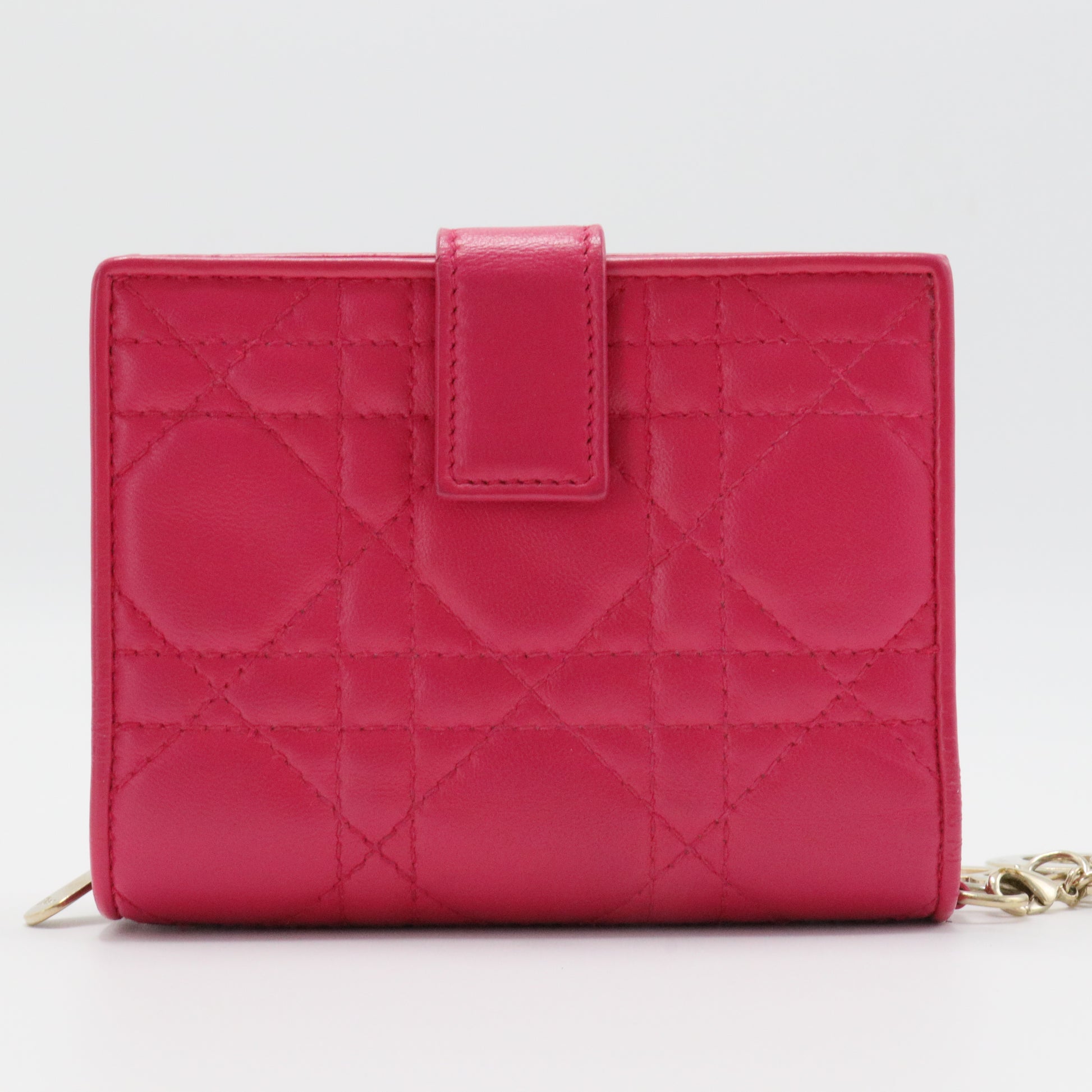 Lady Dior Zip Around Bifold Wallet Cannage Quilt Lambskin Mini