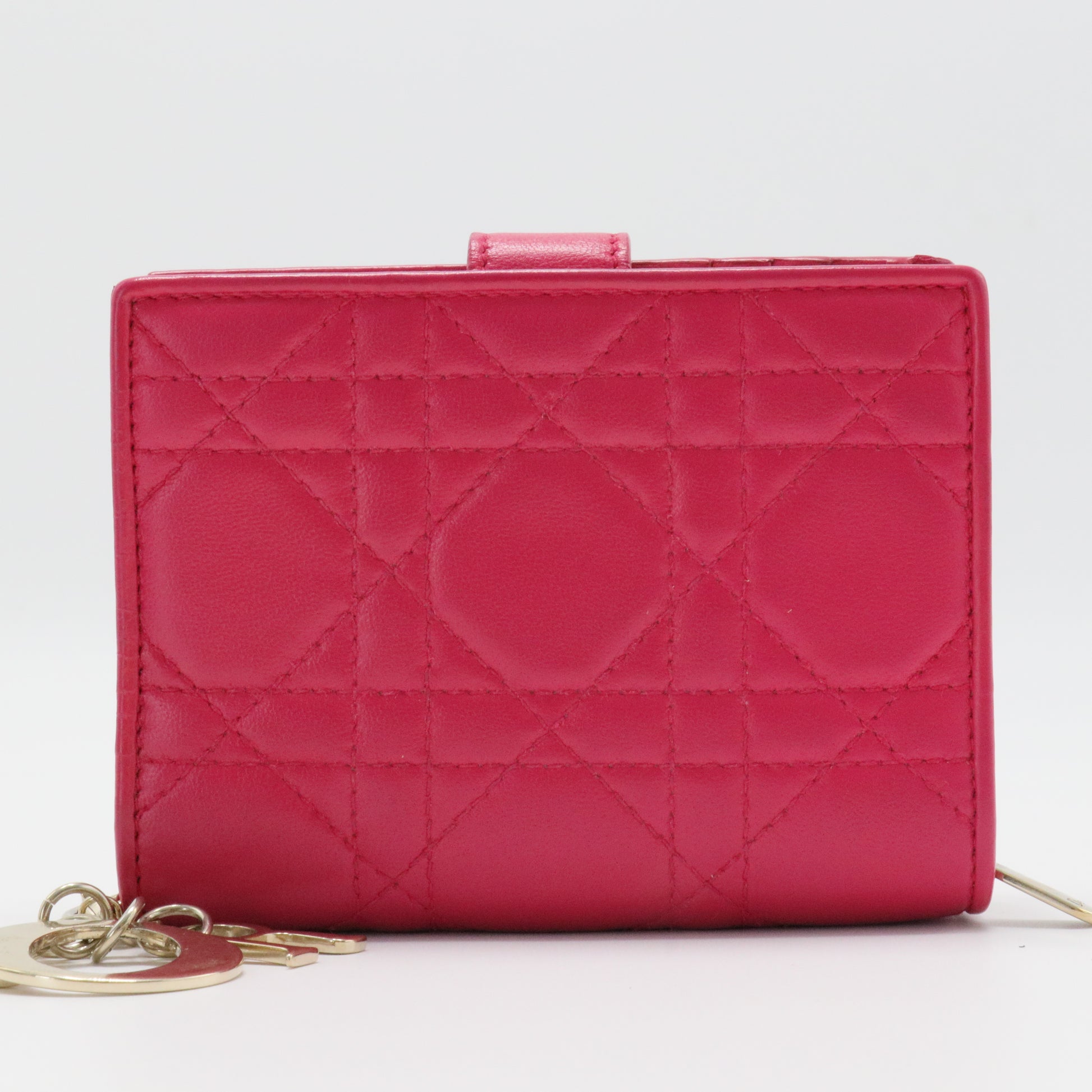 Lady Dior Zip Around Bifold Wallet Cannage Quilt Lambskin Mini