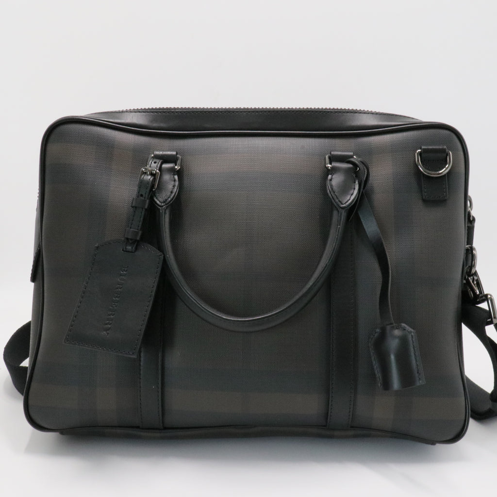 Newburg Briefcase Smoked Check Coated Canvas Medium