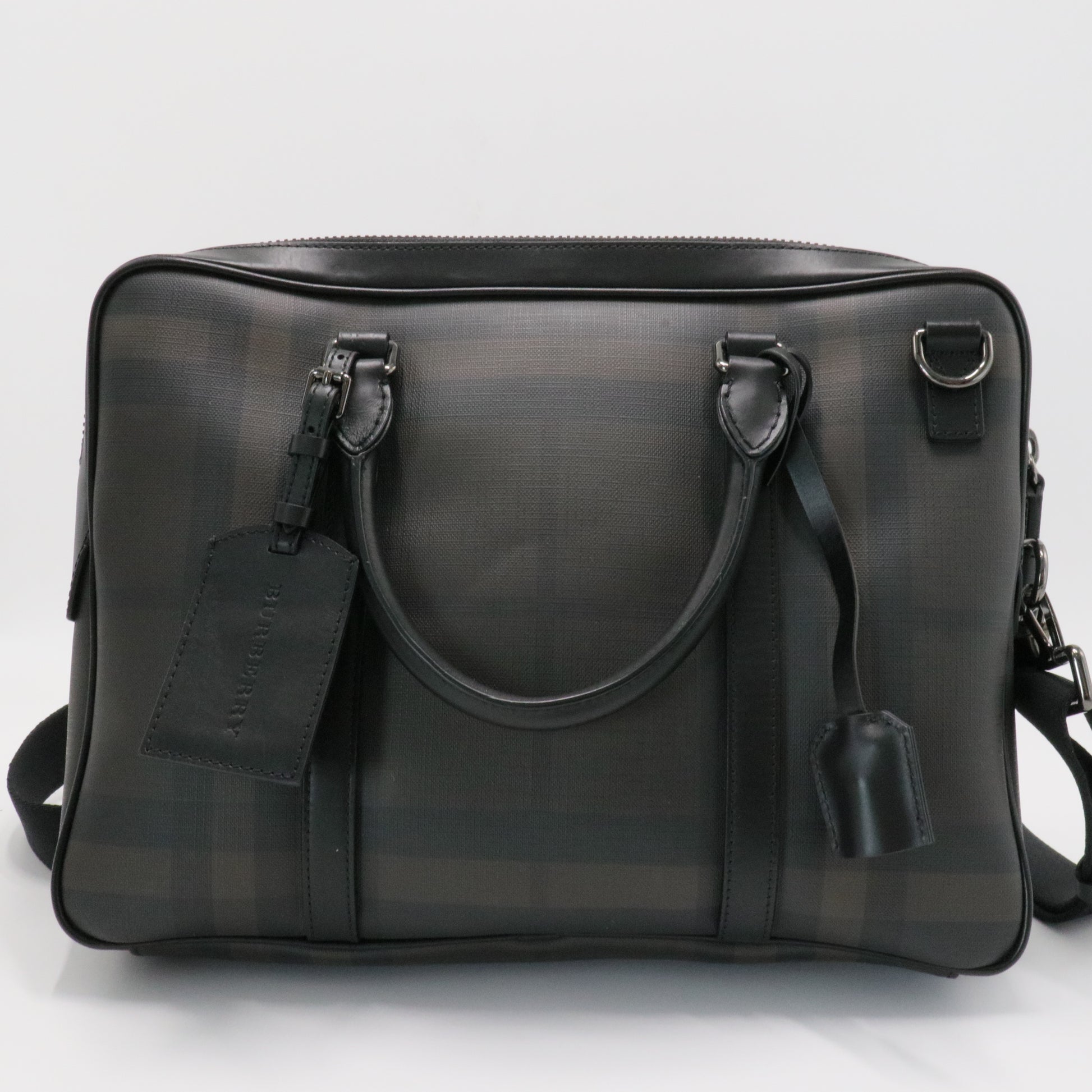 Newburg Briefcase Smoked Check Coated Canvas Medium