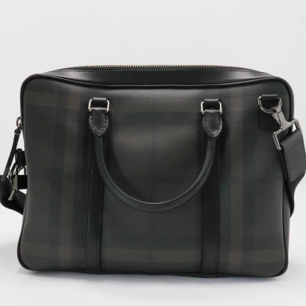 Newburg Briefcase Smoked Check Coated Canvas Medium