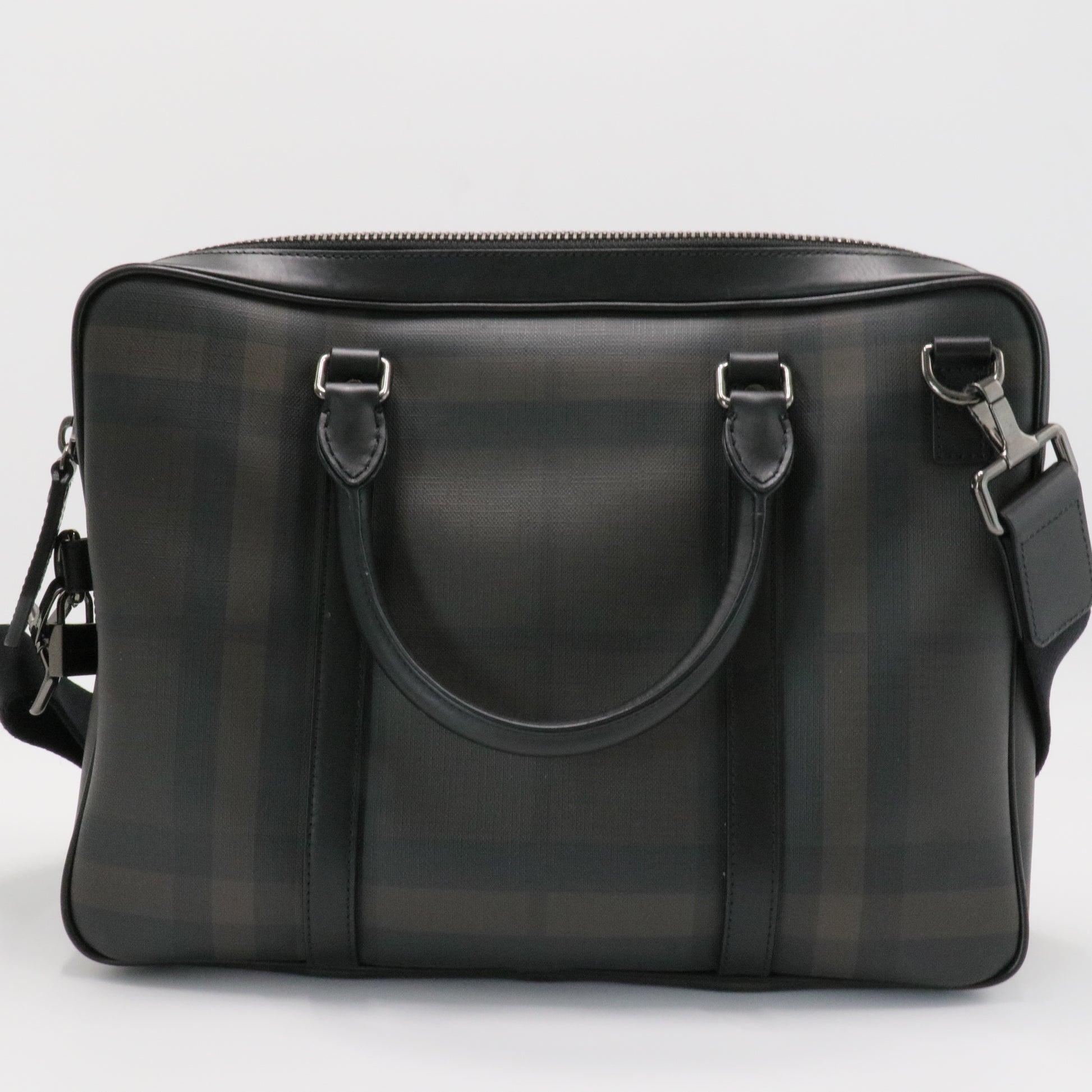 Newburg Briefcase Smoked Check Coated Canvas Medium
