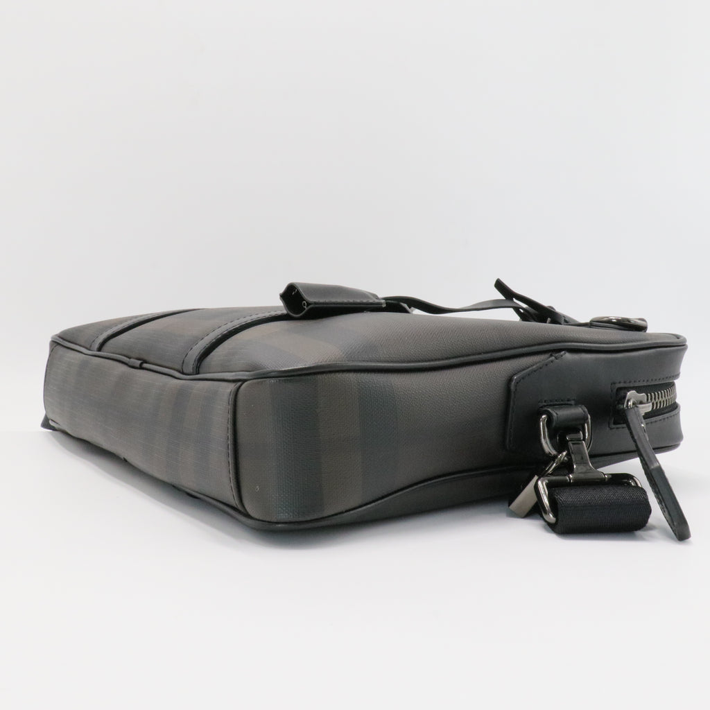 Newburg Briefcase Smoked Check Coated Canvas Medium