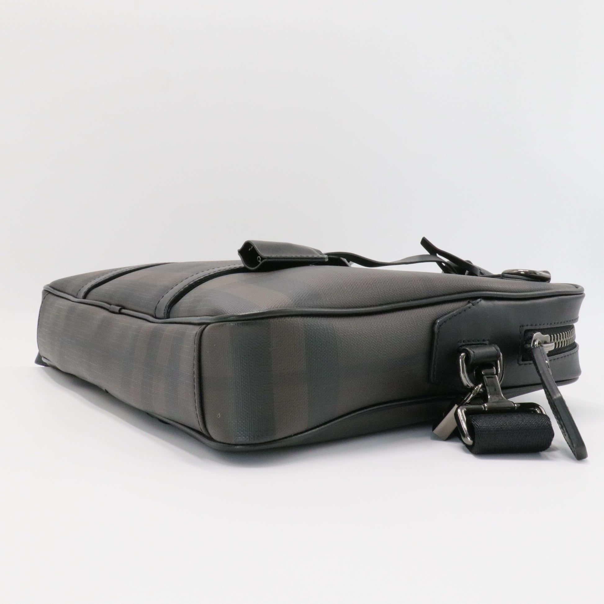 Newburg Briefcase Smoked Check Coated Canvas Medium