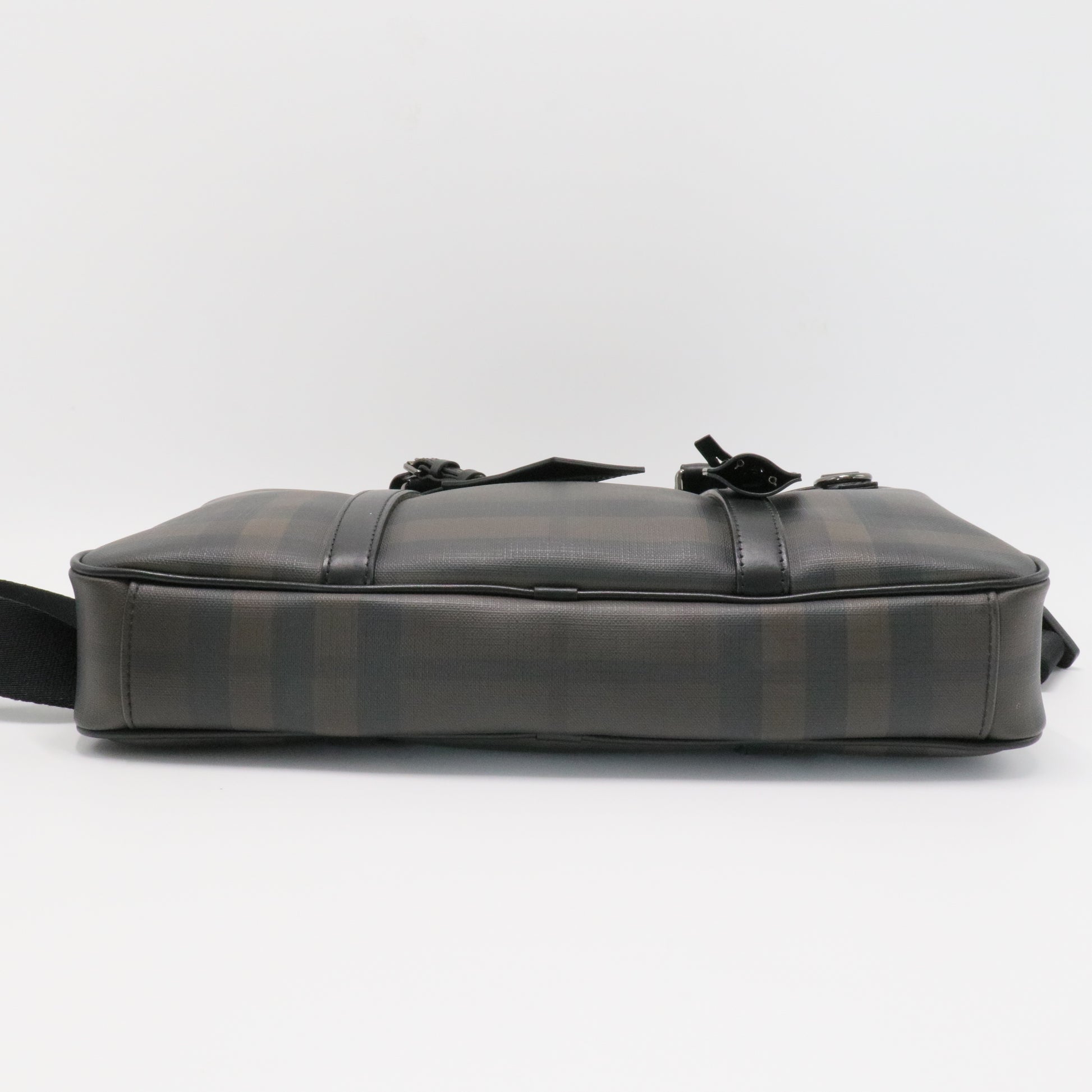 Newburg Briefcase Smoked Check Coated Canvas Medium