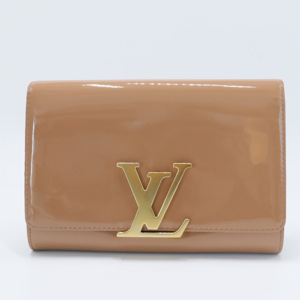 Rose Velours Vernis Leather Louise Clutch Bag