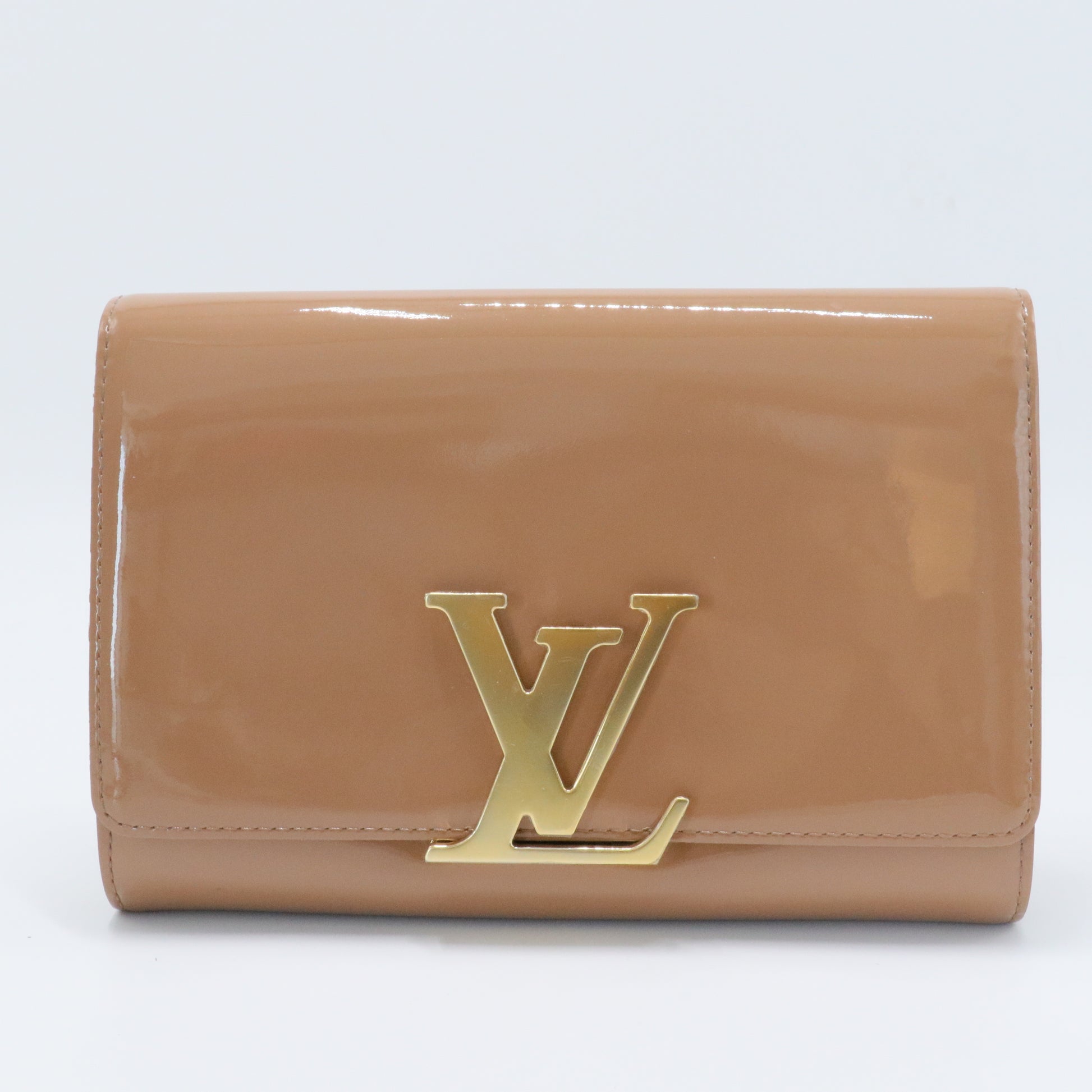Rose Velours Vernis Leather Louise Clutch Bag