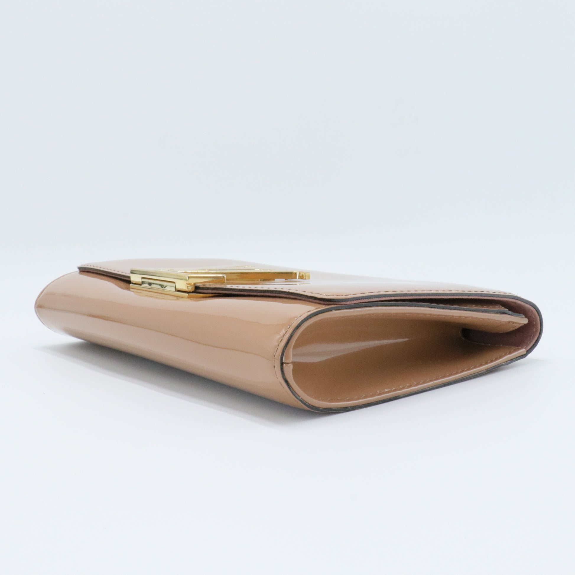 Rose Velours Vernis Leather Louise Clutch Bag