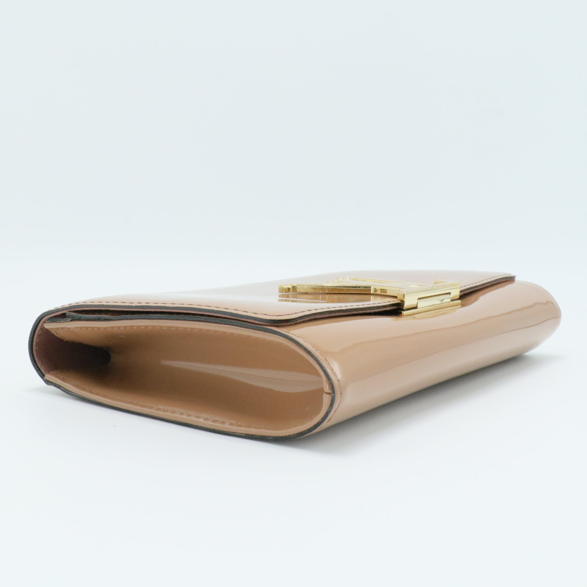 Rose Velours Vernis Leather Louise Clutch Bag
