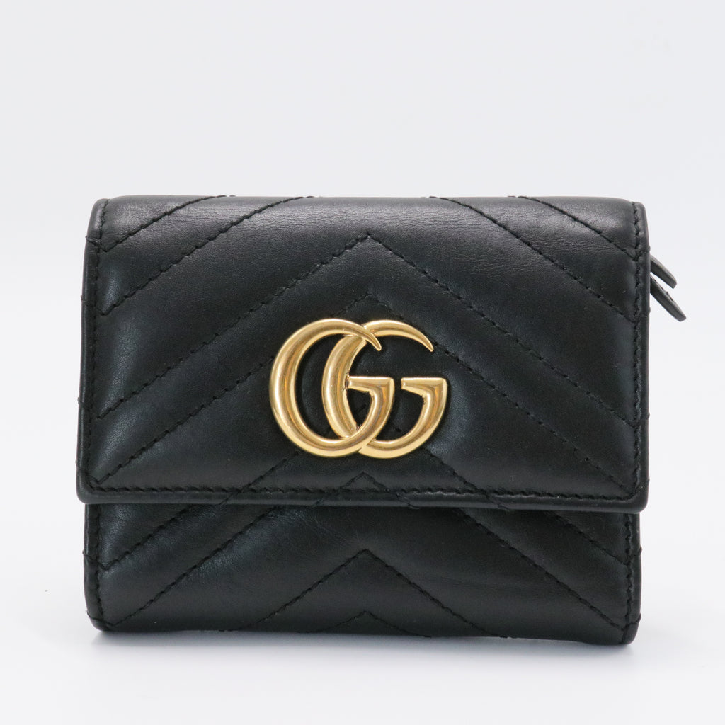 GG Marmont Trifold Wallet Matelasse Leather Compact