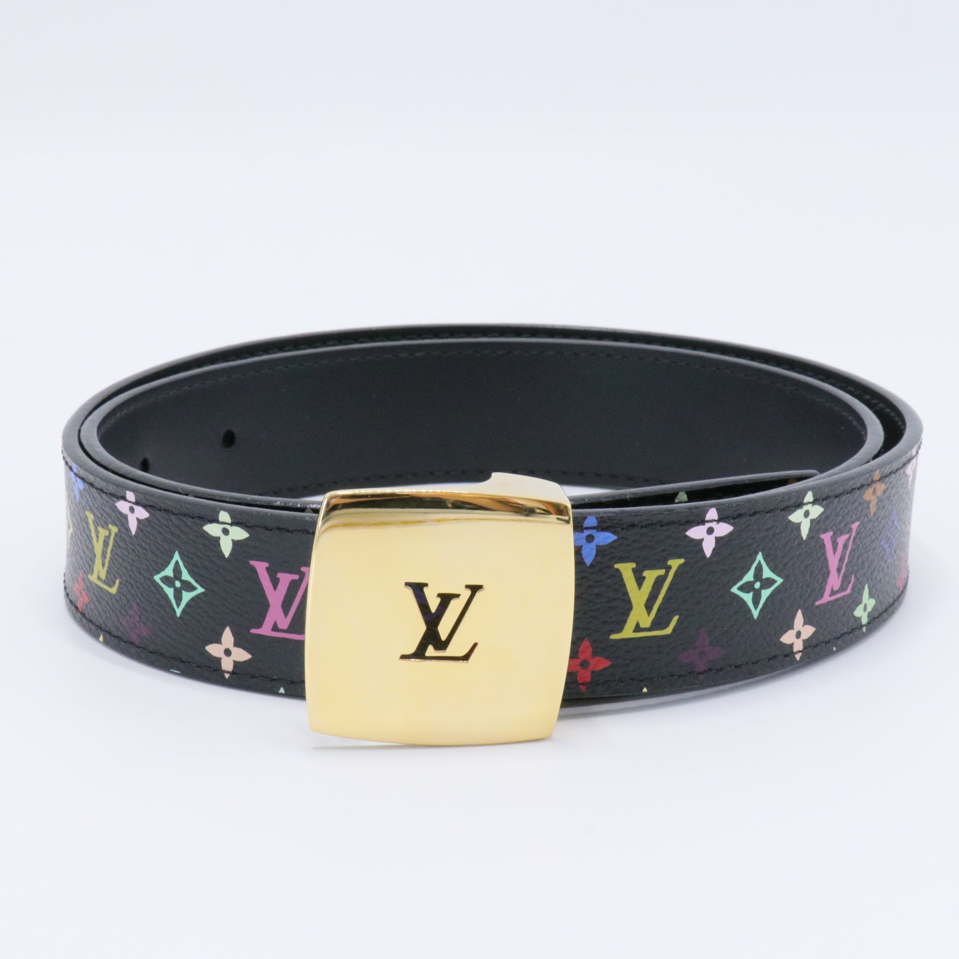 LV Cut Reversible Belt Monogram Multicolor and Leather Medium 80