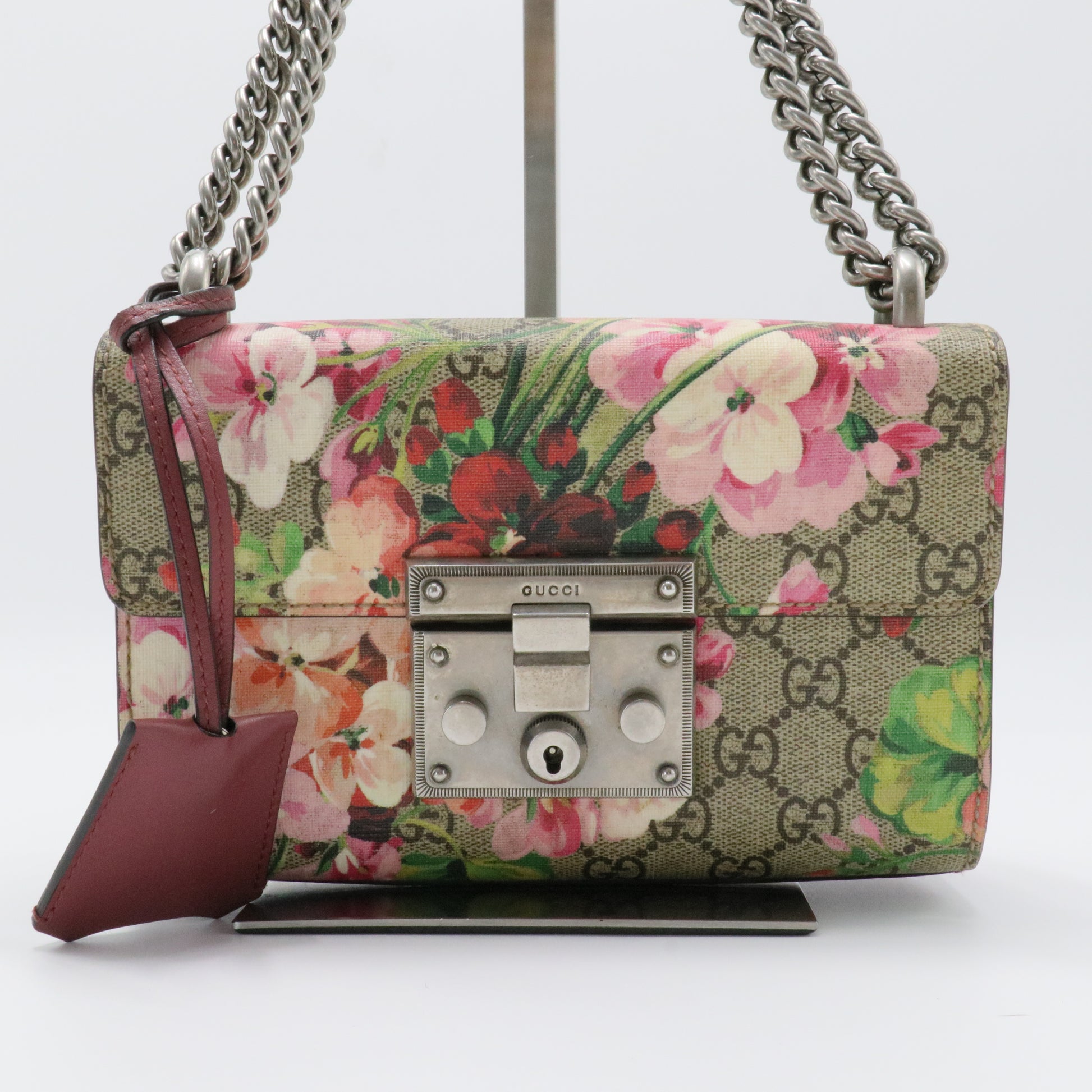 Padlock Shoulder Bag Blooms Print GG Coated Canvas Small