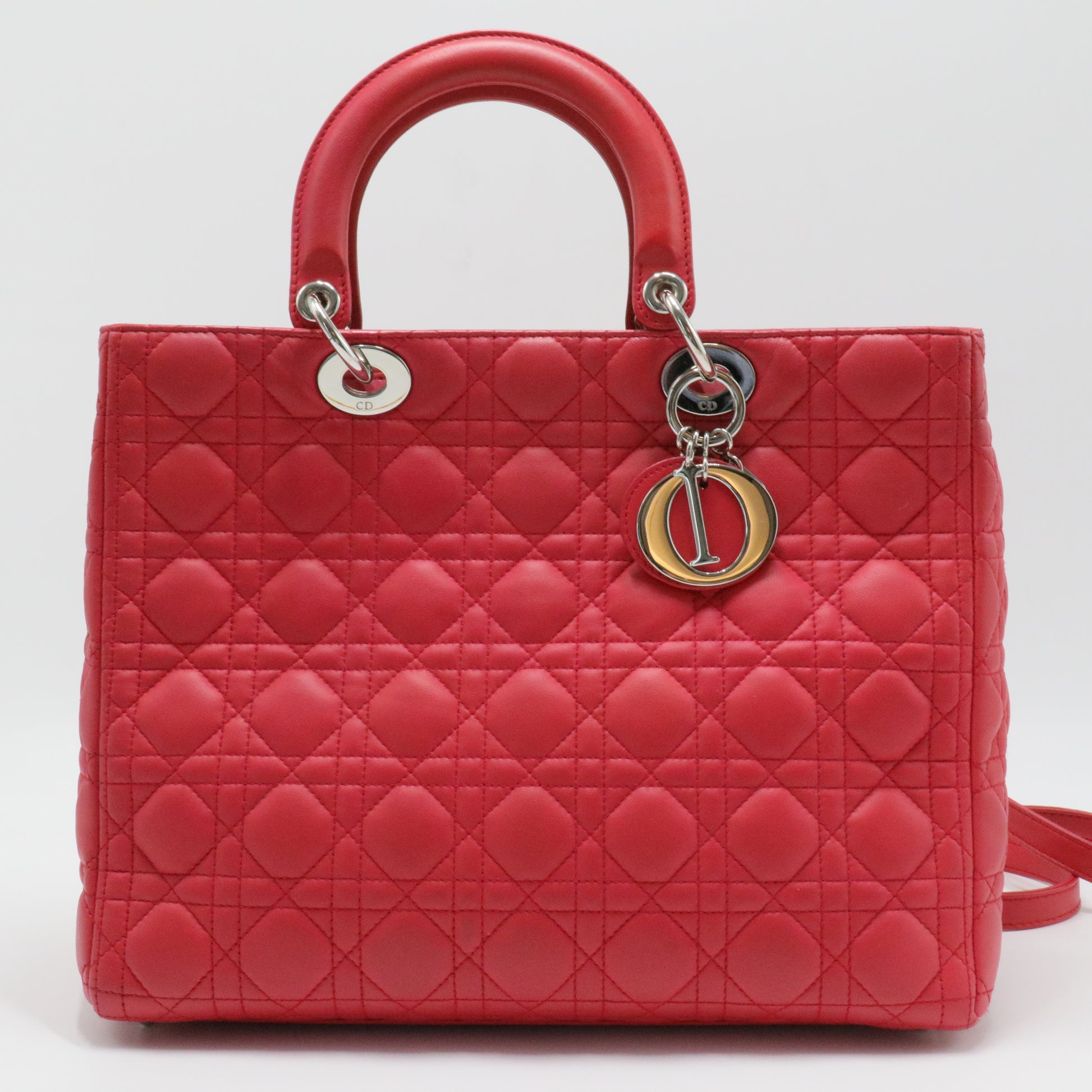 Lady Dior Handbag Cannage Quilt Lambskin Large