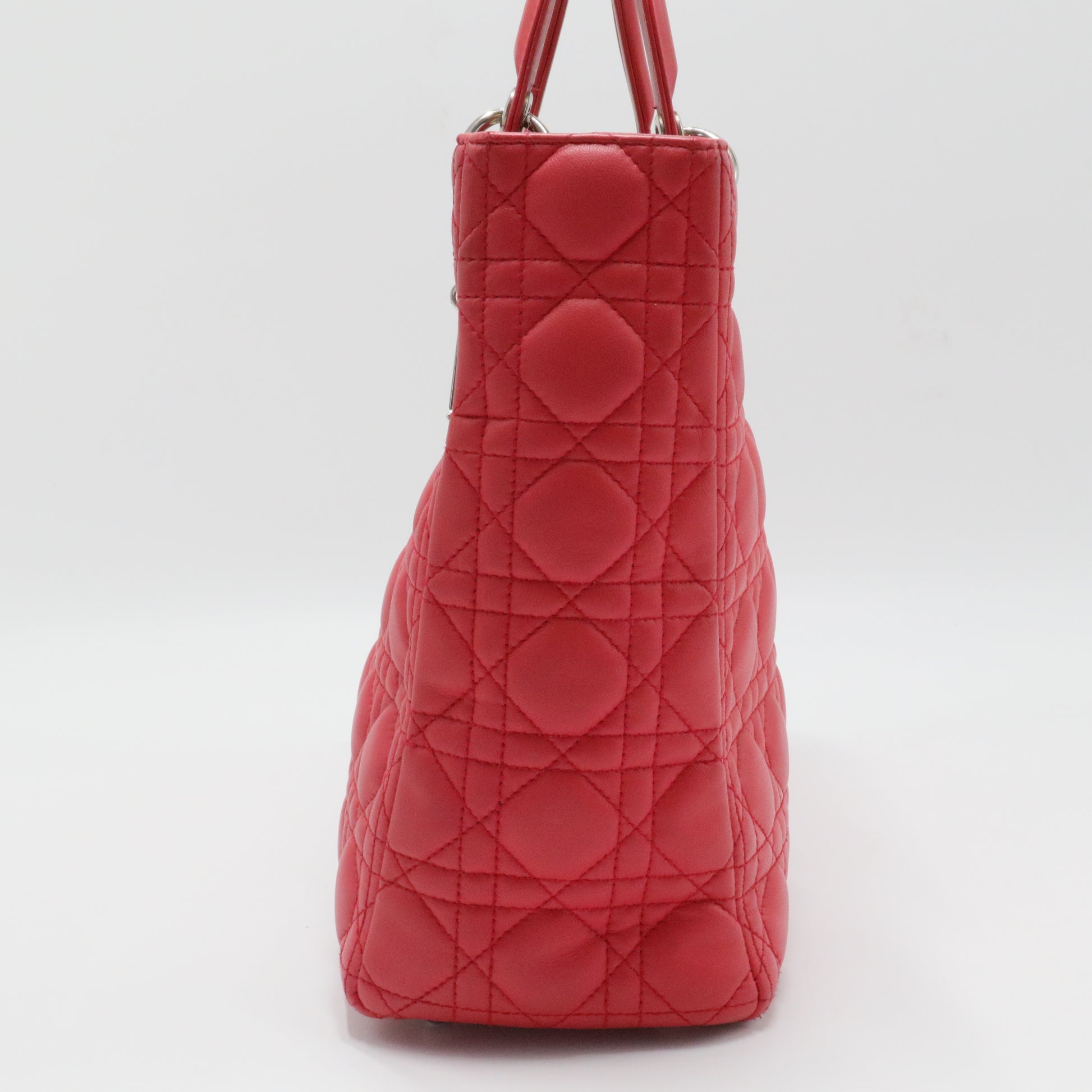 Lady Dior Handbag Cannage Quilt Lambskin Large