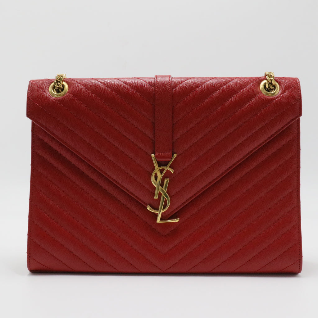 Classic Monogram Envelope Satchel Matelasse Chevron Leather