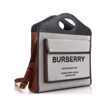 Logo Pocket Tote Canvas with Leather Medium - twins