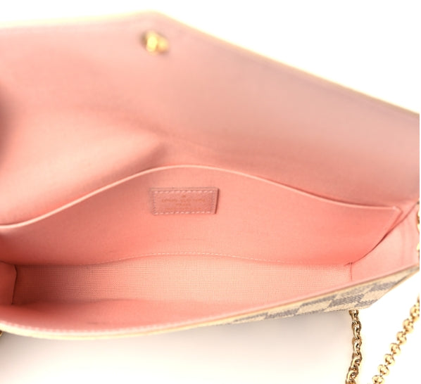 Damier Azur Pochette Felicie Chain Wallet Rose Ballerine - twins
