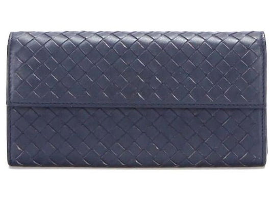 Flap Wallet Intrecciato Leather Long Twins