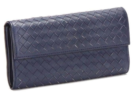Flap Wallet Intrecciato Leather Long Twins