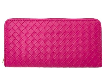 Nappa Intrecciato Zip Around Wallet Pink - twins
