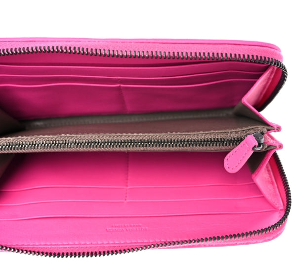 Nappa Intrecciato Zip Around Wallet Pink - twins