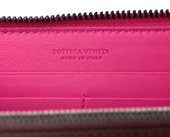 Nappa Intrecciato Zip Around Wallet Pink - twins
