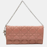 Pink Cannage Leather Lady Dior Wallet On Chain twins