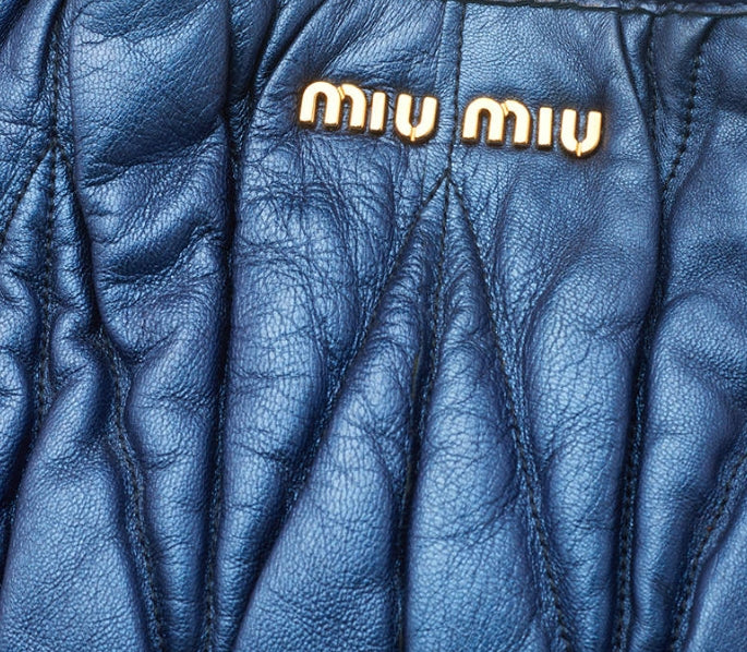 Metallic Blue Leather Large Matelasse Tote twins
