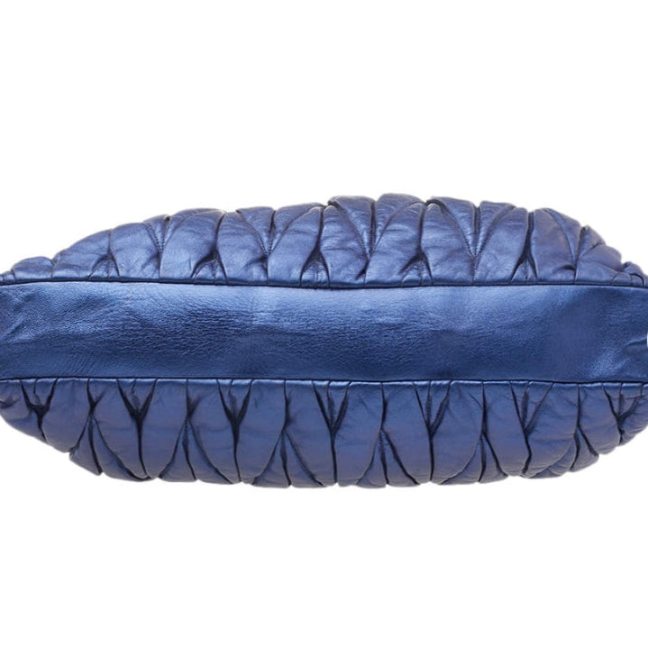 Metallic Blue Leather Large Matelasse Tote twins