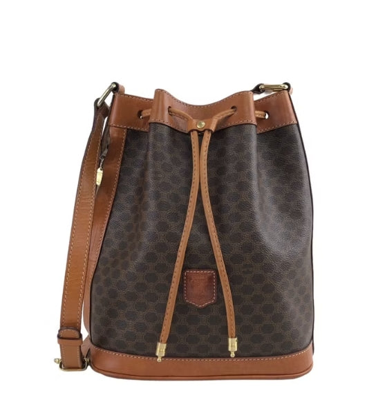 Macadam Canvas Shoulder Bag PVC Leather Brown - twins