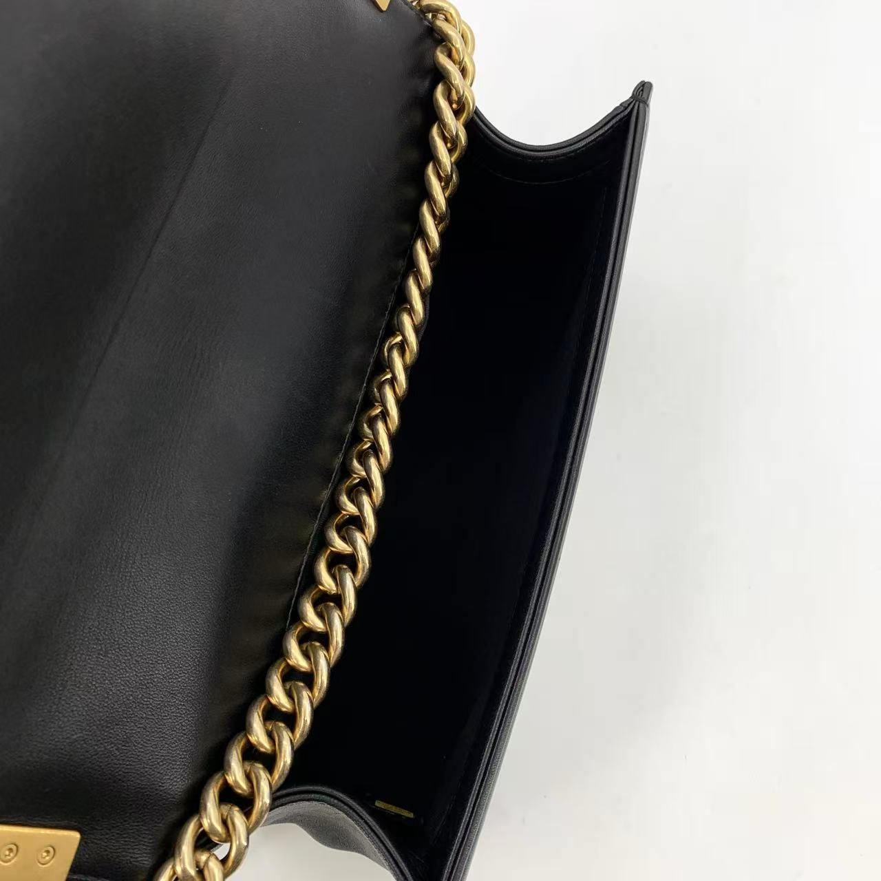 Boy Flap Bag Quilted Calfskin Medium Black with Gold Hardware