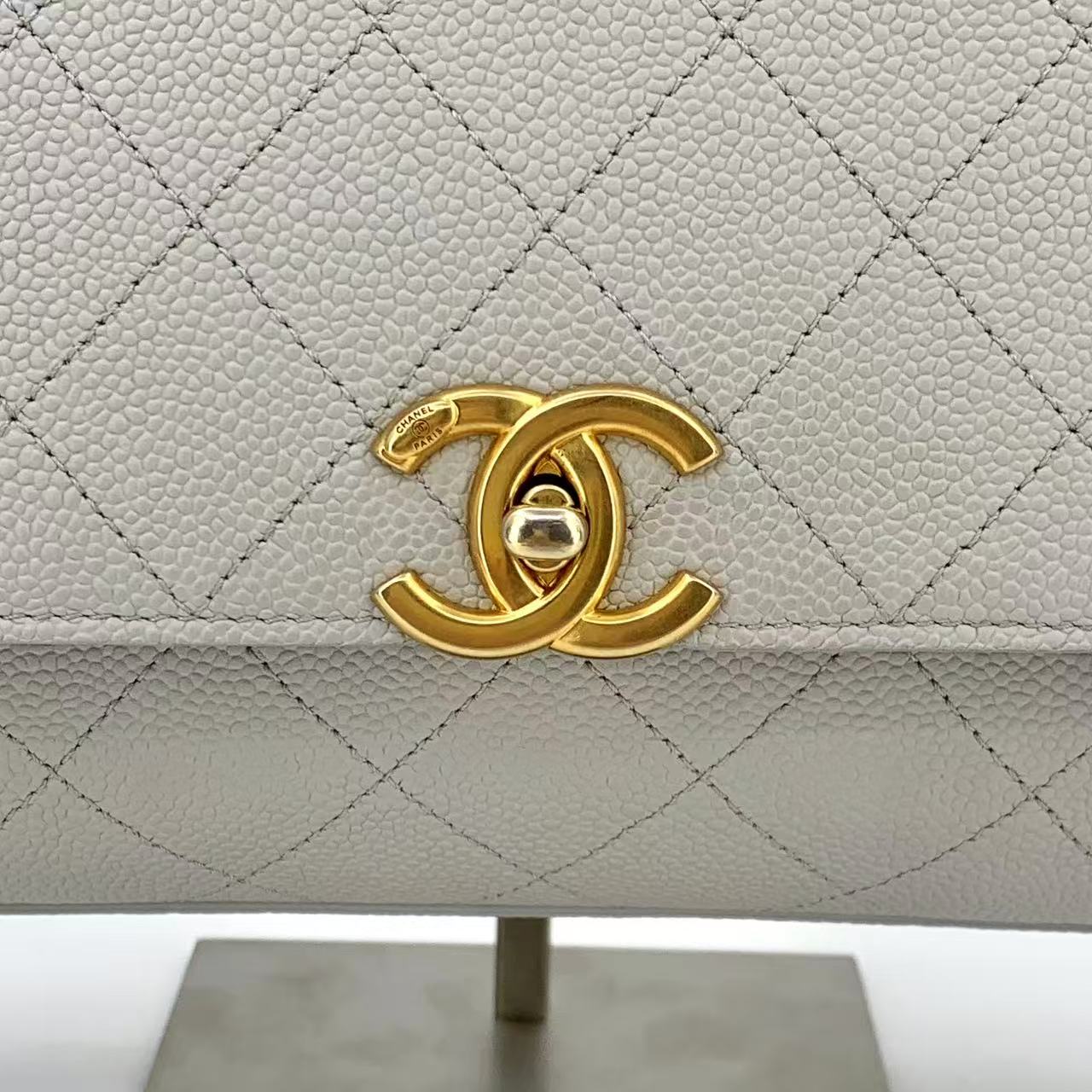 Chic Affinity Top Handle Bag Stitched Caviar Medium