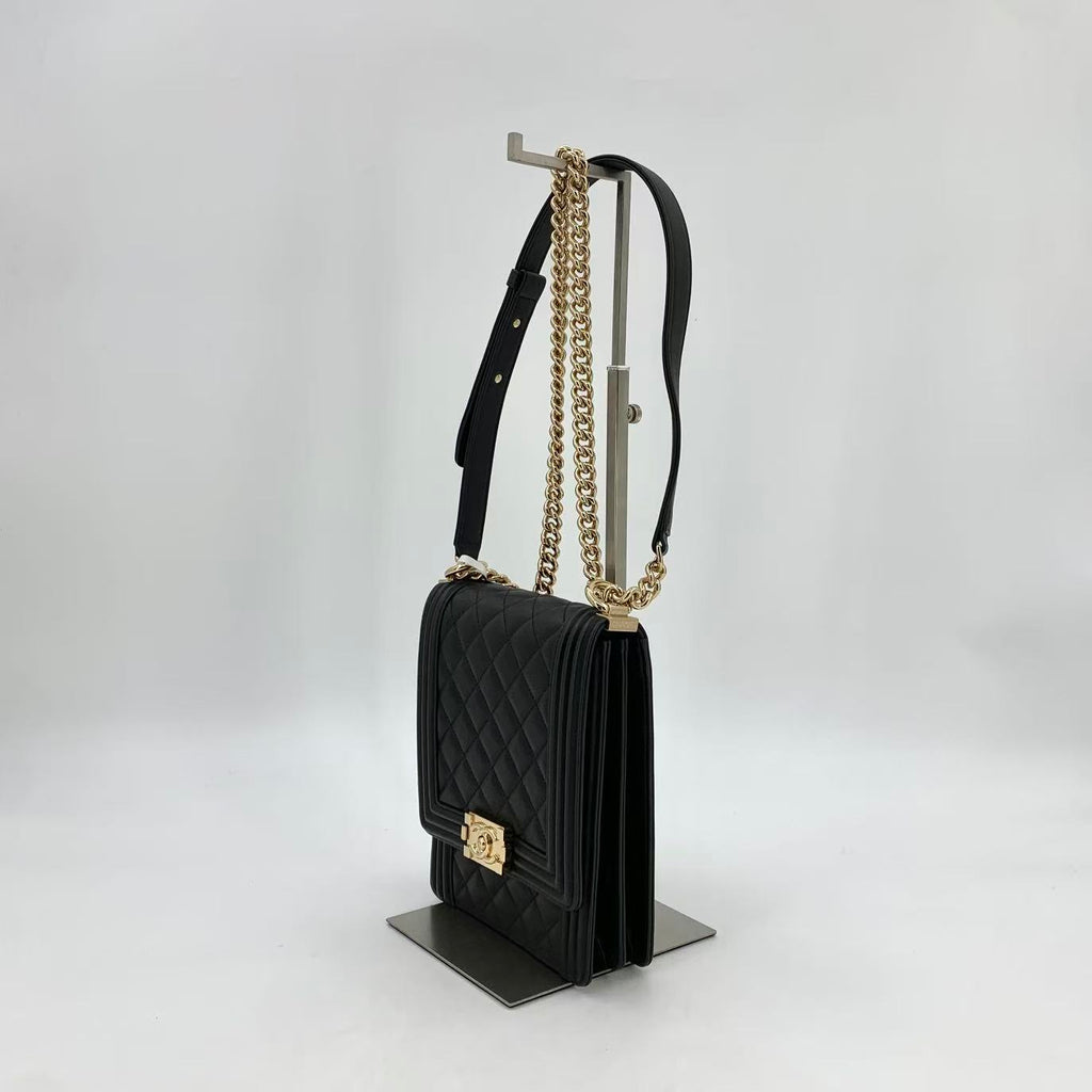 North South Boy Flap Bag Quilted Caviar Small