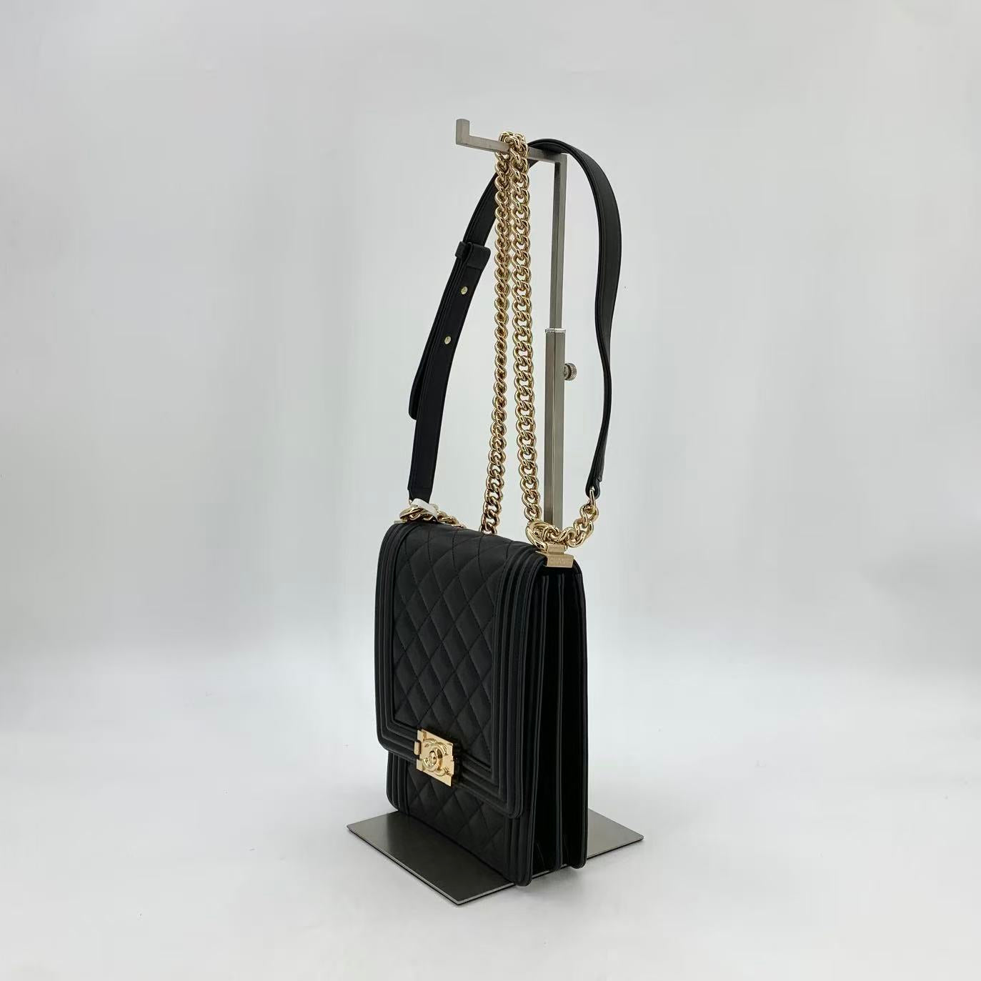 North South Boy Flap Bag Quilted Caviar Small
