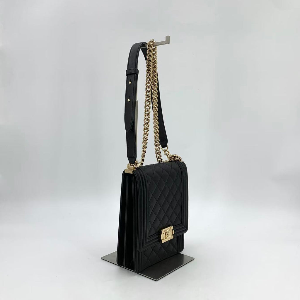 North South Boy Flap Bag Quilted Caviar Small