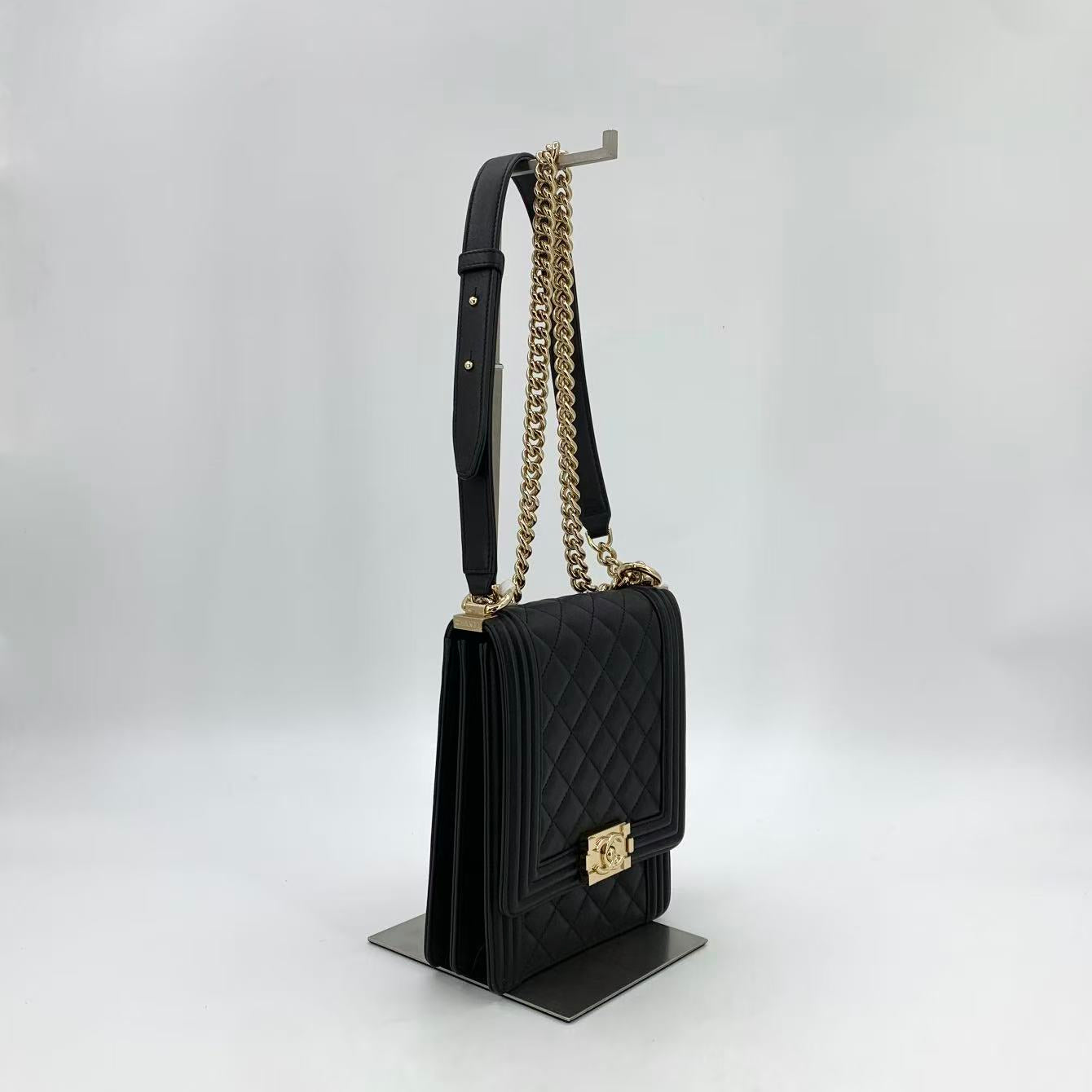 North South Boy Flap Bag Quilted Caviar Small