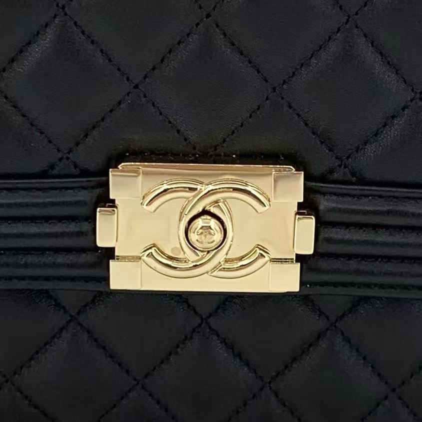 North South Boy Flap Bag Quilted Caviar Small