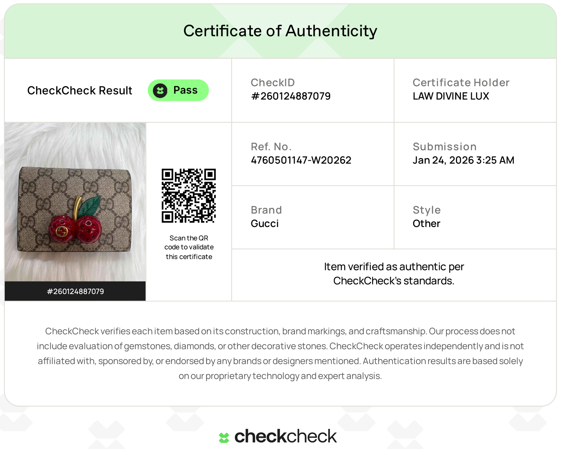 Gucci Cherry GG Supreme Card Holder