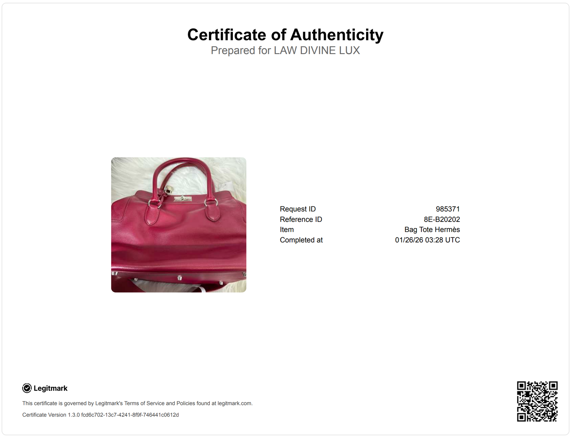 Hermes Toolbox Bag Evercolor 26 b20202