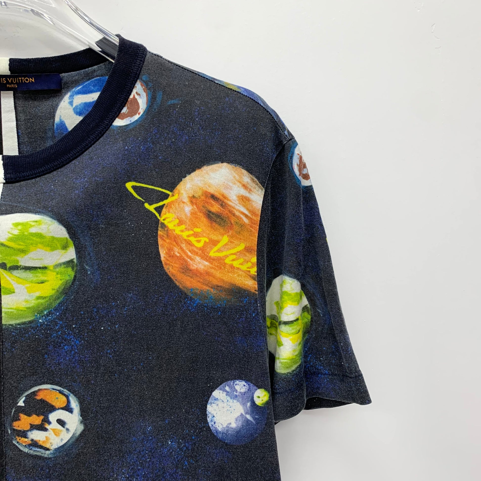 Louis Vuitton Black Split Hawaiian Galaxy Print Cotton Crew Neck T-Shirt S