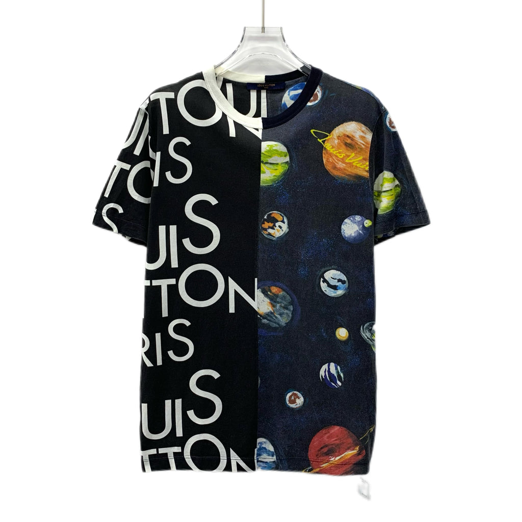 Louis Vuitton Black Split Hawaiian Galaxy Print Cotton Crew Neck T-Shirt S
