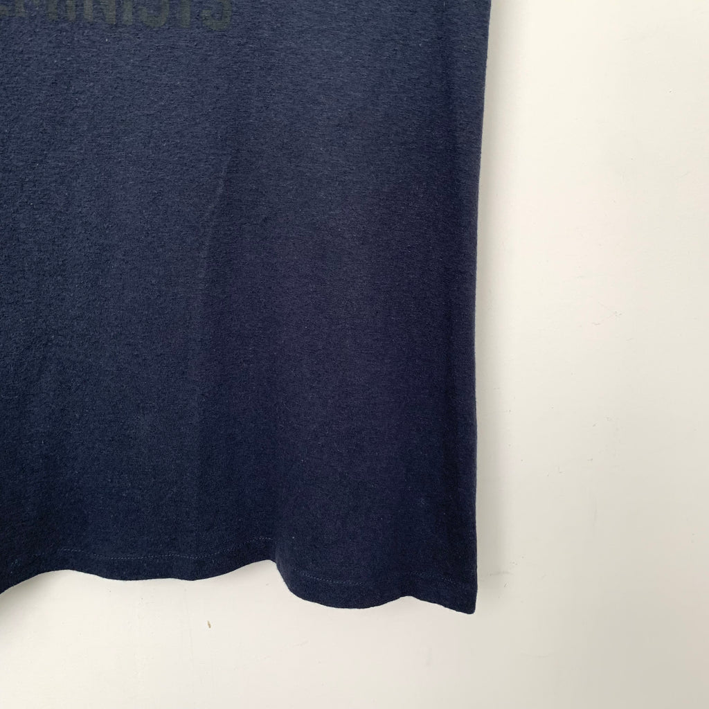 Dior Navy Blue Cotton Crewneck Letter Print T-Shirt Size L