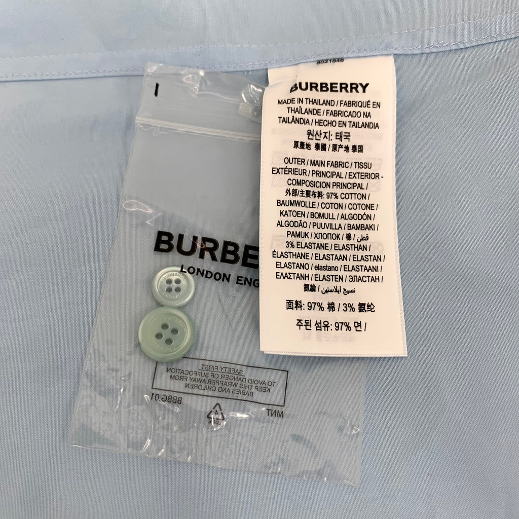 Burberry Blue Logo Pocket Detail Cotton Button Front Shirt XL
