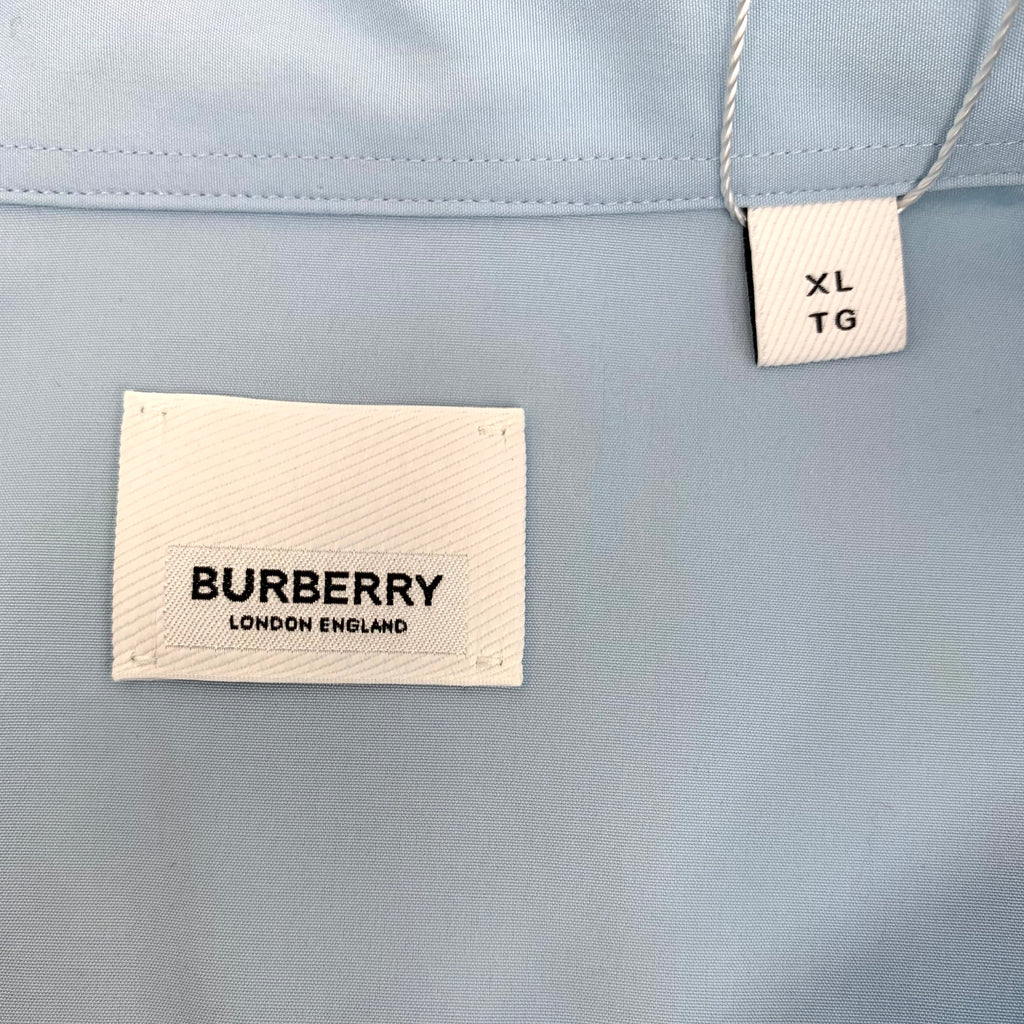 Burberry Blue Logo Pocket Detail Cotton Button Front Shirt XL