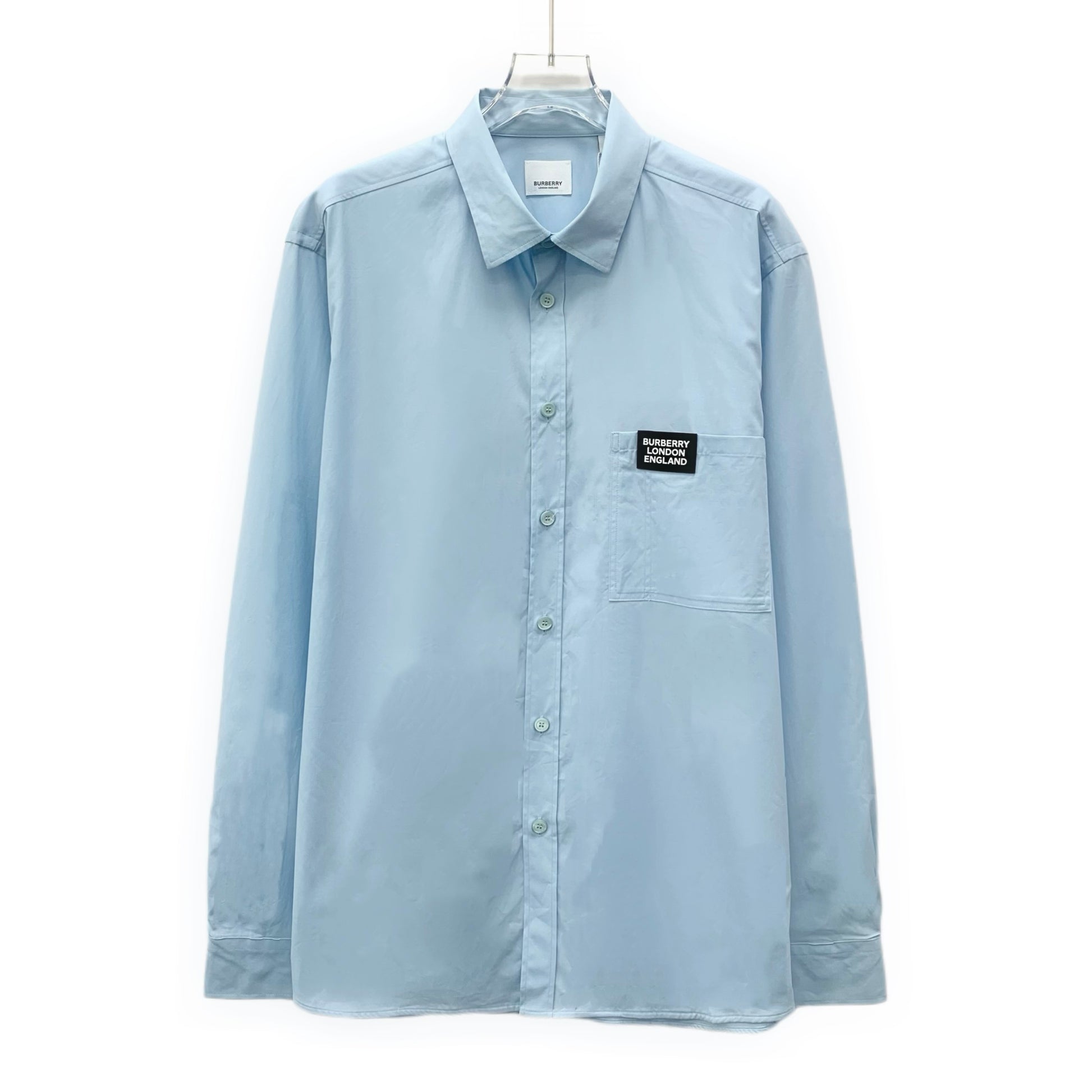 Burberry Blue Logo Pocket Detail Cotton Button Front Shirt XL
