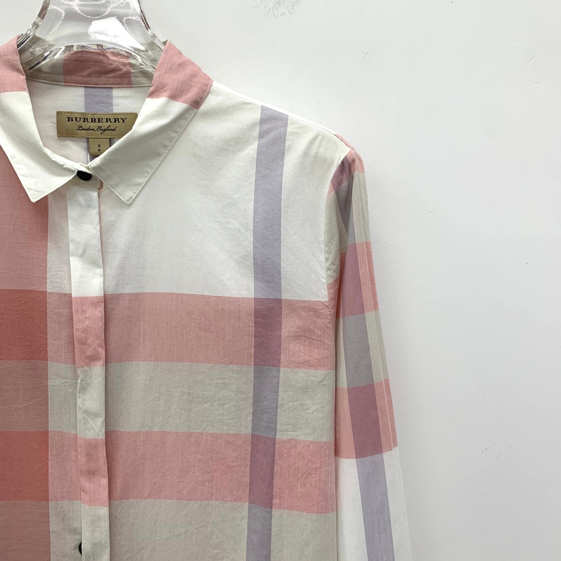 Burberry Brit Pink Check Print Cotton Button Front Shirt S