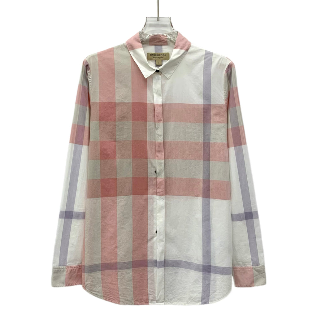Burberry Brit Pink Check Print Cotton Button Front Shirt S