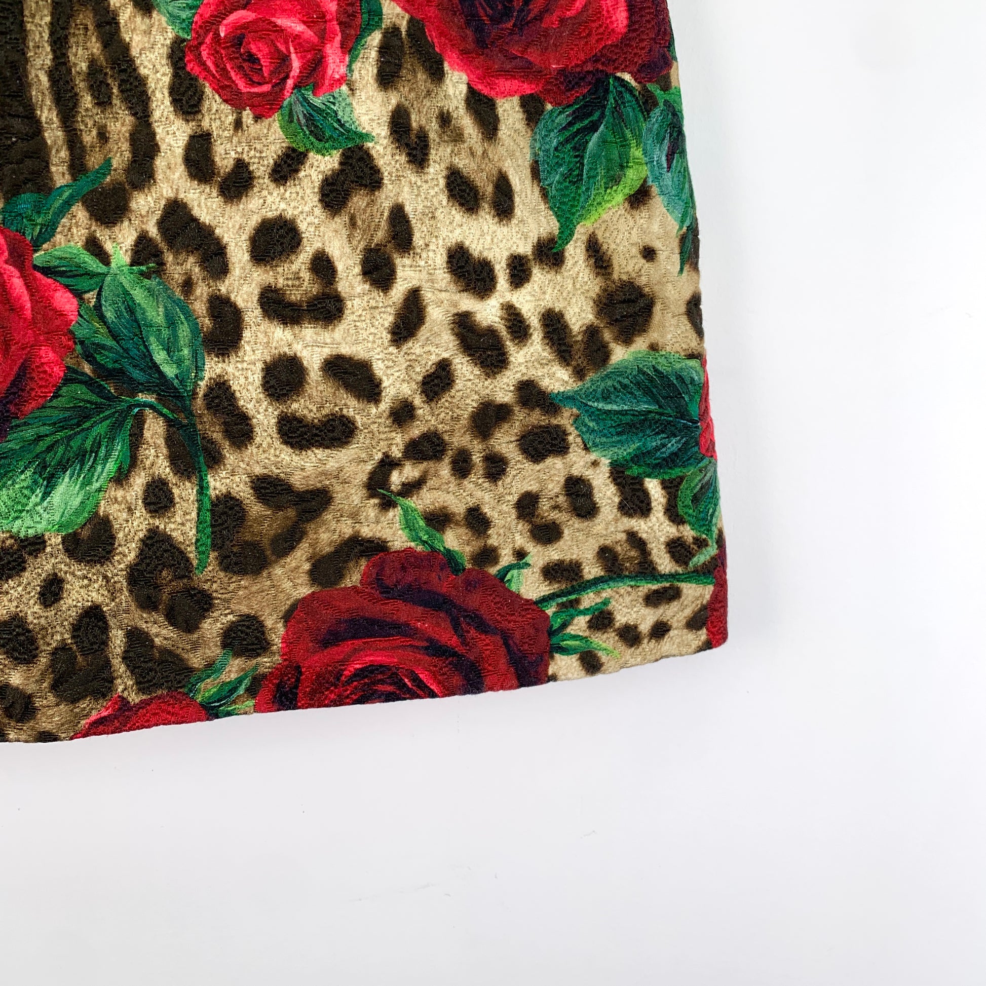 Dolce & Gabbana Brown Rose and Leopard Print Jacquard Mini Skirt S